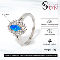 Bague en argent sterling 925 abordable avec opale bleue taille marquise et zircone entièrement sertie de diamants