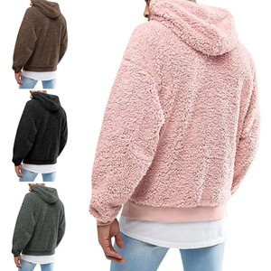 Manteau d'hiver à capuche en laine de couleur unie pour hommes Pullover Sweatshirt chaud Velvet Fleece Hooded Men's Sweater - Product Image 4