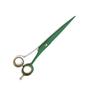 Tijera profesional para el cabello de peluquero, hoja afilada de Color blanco y verde, tijera de salón de acero alemán con reposapiés plateado ajustable - Product Image 4