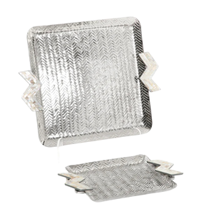 Wholesale Home Dining Table Food Serving <b>Tray</b> Finest Quality Stainless Steel with Gold Antique Accent <b>Catering</b> Usage - Product Image 4