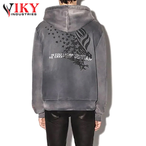 Fabriqué au Pakistan strass pleine fermeture éclair pull sweats lettres lourdes broderie à capuche PAR VIKY INDUSTRIES - Product Image 2
