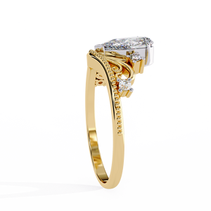 Anillo de compromiso de lujo con diamante solitario talla pera cultivado en laboratorio, tiara con certificado IGI, oro puro de 14K, joyería nupcial para boda - Product Image 3