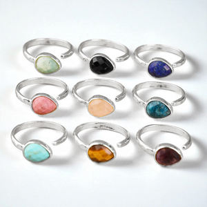 925มาใหม่ลูกแพร์เงินสเตอร์ลิงประดับอัญมณีไพฑูรย์รุ่น Vermeil วงแหวนค้อนขนาดใหญ่ขายส่ง - Product Image 5