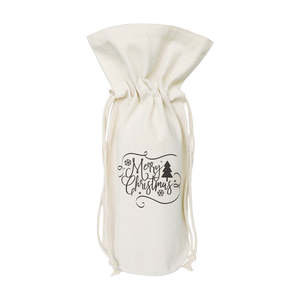 Merry Christmas Cotton Canvas Wine Bag - Product Image 1