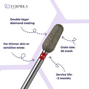 Broca Profesional de Diamante para Manicura, Forma Cónica Redondeada, 5.0 mm, Grano Rojo - Product Image 2