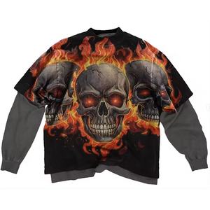 Camisetas personalizadas de fábrica de Hip Hop con cuello redondo, camiseta de manga larga para hombre de alta calidad con estampado bordado de doble capa 2024 - Product Image 4