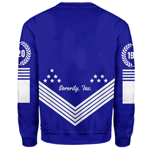 Sudadera griega azul y blanca, ropa deportiva 3D elegante para fraternidad y hermandad de mujeres, prendas tejidas de lavado ácido de invierno - Product Image 2