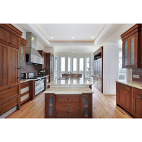 Gabinetes de cocina de madera maciza de estilo americano, gabinetes colgantes de pared de madera, gabinete de cocina Modular personalizado de alta calidad