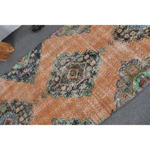 Alfombra de lana verde naranja Vintage 3,6X8,3 pies, diseño clásico de retazos de área grande turco para dormitorio, pasillo rectangular de látex de 4m - Product Image 5