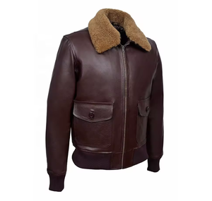 Bomber <b>Leather</b> <b>Flying</b> <b>Jacket</b> New Pilot Style Shearling Detachable Collar Fur <b>Jacket</b> Genuine Sheep <b>Leather</b> Warm <b>Men's</b> <b>Jacket</b> - Product Image 4