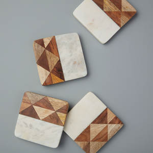 Unique Resin Square Coasters in <b>White</b> Custom High Quality Acacia Wood and Epoxy Resin Coaster Set Drink Tea Coffee Coasters - Product Image 3