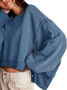 Sudadera de gran tamaño para mujer, Jersey informal de manga larga con botones y cuello en V, Tops sueltos, trajes de moda de otoño, traje personalizado para mujer - Product Image 6