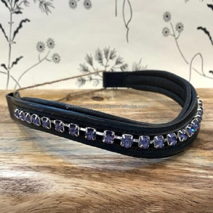 Diadema de Cuero Genuino Hecha a Mano con Cristales Morados Degradados de 8mm, Talla Full Cob - Product Image 6