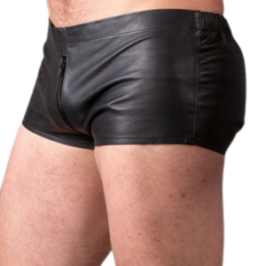 Blitz Leather Jeans with Two Way Zip Black Faux Leather Fetish <b>Pants</b> - Product Image 2