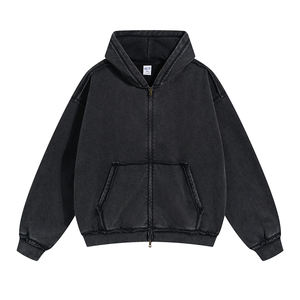 Sweat à capuche pour homme en vente chaude, vente en gros, personnalisé, délavé à l'acide, en molleton français, en coton lourd, surdimensionné, à fermeture éclair - Product Image 5