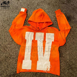 Precio bajo de tarifa de fábrica nueva moda de alta calidad básicos algodón mezclado diseño Premium hombres angustia bordado sudaderas con capucha para la venta - Product Image 4