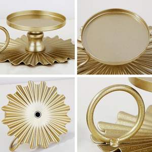 Nouveauté, dernière conception, centre de table de mariage en cristal doré à cinq bras, fait à la main, moderne, en métal, candélabre - Product Image 2