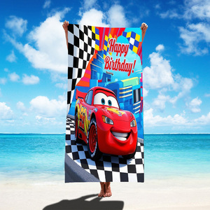 Vente en gros de serviettes de plage <span class=keywords><strong>voiture</strong></span> rétro dessin animé <span class=keywords><strong>poncho</strong></span> absorbant pour enfants séchage rapide piscine sans sable voyage serviettes de bain de plage - Product Image 1