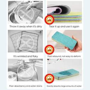 Lingettes nettoyantes pelables, éponge à récurer arc-en-ciel réutilisable à double face, 12 couches - Product Image 1