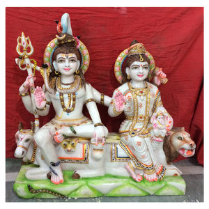 Fabricante indio de mármol blanco Lord Shiva sentado en Parvat para adoración piedra blanca decorativa Shiv Bhagwan Moorti - Product Image 1