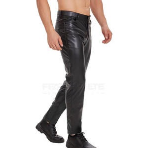 Pantalones de cuero de color sólido al aire libre Venta caliente Pantalones de cuero genuino Nuevo diseño Pantalones de cuero para hombres - Product Image 4