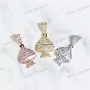 Pendentif de luxe en diamant VVS style Hip Hop, diamant baguette glacé, plaqué or, bijoux personnalisés, fournisseur en gros - Product Image 1