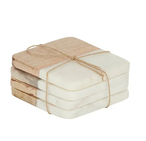 Posavasos de madera y mármol personalizado cuadrado recién llegado al por mayor posavasos de madera de mármol para decoración del hogar - Product Image 1