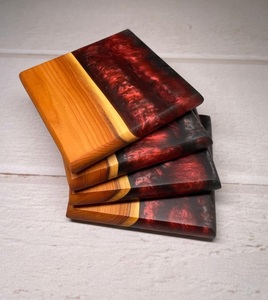 Juego de posavasos de resina de nueva producción SCI con posavasos de resina de madera epoxi redondo cuadrado decorativo con efecto océano - Product Image 1