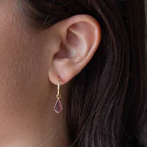 Idea de regalo romántico estilo antiguo rosa cuarzo plata 925 sólida esterlina diseños únicos pendientes de aro para bodas para mujeres - Product Image 2