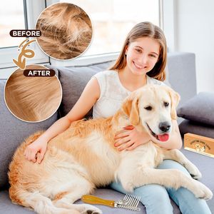 หวีแปรงขนสัตว์เลี้ยงแบบเรียบง่าย ปลอดภัยและมีประสิทธิภาพ สำหรับสุนัขและแมว ใช้สำหรับกำจัดขนที่พันกันและขนที่หลุดร่วง พร้อมใบมีด - Product Image 5