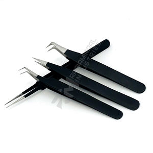 RMI Produit de vente chaud Pointe en argent de qualité professionnelle et pince à épiler en acier inoxydable enduite de poudre noire - Product Image 3