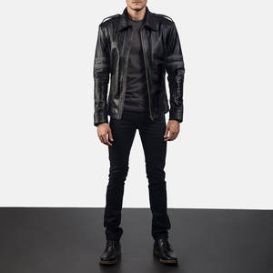 Veste en cuir de qualité supérieure pour homme, veste en cuir d'agneau tendance, veste bomber de moto pour l'hiver pour homme - Product Image 1