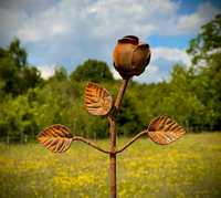 Flammé Double disque extérieur métal décor jalonné Rose fleur amour jardin Art ornement rouillé jardin Sculpture pour arrière-cour oiseau