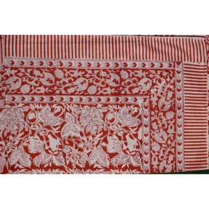 100% Cotton Hand Block Print <b>Indian</b> Rectangular Tablecloth Napkins Floral Farmhouse Design Kitchen Linen for Home Use Hotels - Product Image 2