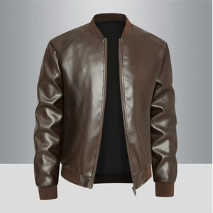 Chaqueta de Cuero Genuino para Hombre, Colección Otoño, Cálida, con Capucha, Estilo Urbano, Cierre de Cremallera, Ecológica, Precio Económico al por Mayor - Product Image 4