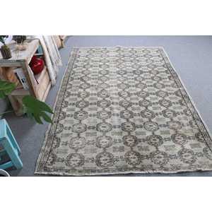 พรมตุรกีวินเทจ ขนาด 4.9x7.4 ฟุต (150x226 ซม.) พรมขนสัตว์สีเทา - Product Image 2