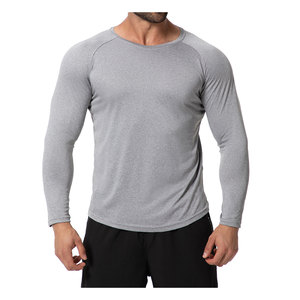 OEM Camiseta Impression personnalisée Muscle Fit T-shirts pour hommes blanc coton à manches longues entraînement Fitness Gym - Product Image 1