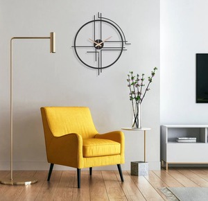 Horloge murale élégante en métal aiguille mouvement mécanique noir Design moderne pour chambre salon bureau cuisine décoration - Product Image 2