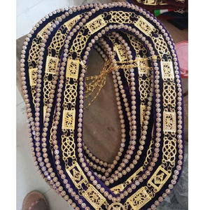 Collier de chaîne maçonnique, couleur bleue, motifs en velours, collier de chaîne Shriner avec rangée simple et double de strass, commande la plus rapide - Product Image 2