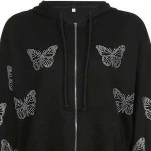 Sudaderas con capucha bordadas personalizadas más vendidas con cordón de mariposa ajustable Cremallera completa Nueva llegada de EE. UU. para el invierno - Product Image 2