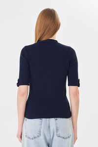 Cárdigan Elegante de Manga Corta para Mujer, Cómodo, Transpirable, de Punto Acanalado, Corte Ajustado, con Botones, Top de Punto para Verano, Estilo Moderno para Damas - Product Image 4