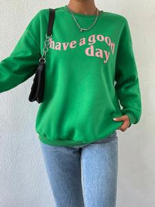 Sudadera de Algodón al por Mayor para Mujer, Sudadera Lisa de Manga Larga, Personalizable con Logotipo, Cuello Redondo para Mujer - Product Image 2