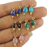 Pendentif en pierre précieuse poire facettée miniature 8x6mm avec monture en argent sterling plaqué or et breloque de fiançailles en diamant, bijoux d'Inde