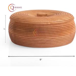 Arabic Style Wooden Body <b>Casserole</b> Hot Pot <b>With</b> Wooden Polished Handmade <b>Lid</b> Serving Buffet <b>Casserole</b> Kitchen Decorative - Product Image 3