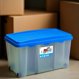 Contenitore (120Lt) con coperchio FAMILY <b>BOX</b> Trasparente azzurro 13400 - Product Image 3