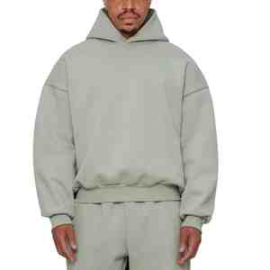 <b>Black</b> Customize <b>Men's</b> Regular Fit Tracksuit Set <b>Hoodie</b> Sweatpants Heavy Fleece 2 Piece Winter Breathable Casual Outfit for Gym - Product Image 3