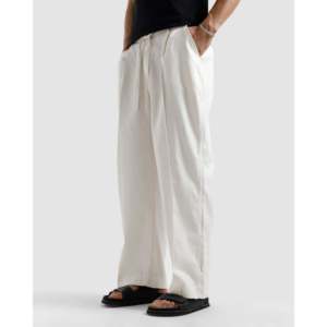 Pantalon plissé en lin sur mesure, style été formel/décontracté, tissu léger en laine tissée, 100% lin, fermetures éclair décorées, taille XL, coloré - Product Image 4