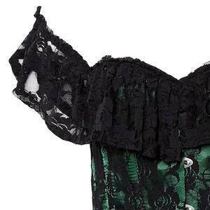 Corset en satin vert avec superposition en dentelle, bustier pour femmes - Product Image 3