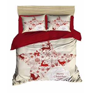 Parure de lit double de Noël festive en coton Ranforce classique, imprimé numérique, pour la maison - Product Image 4