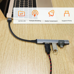 <span class=keywords><strong>FIDECO</strong></span>-concentrador de red 4 en 1, 4 puertos Usb 3,0, 4k, hd, Delgado, divisor usb, 5gbps, 4 puertos, estación de acoplamiento - Product Image 2
